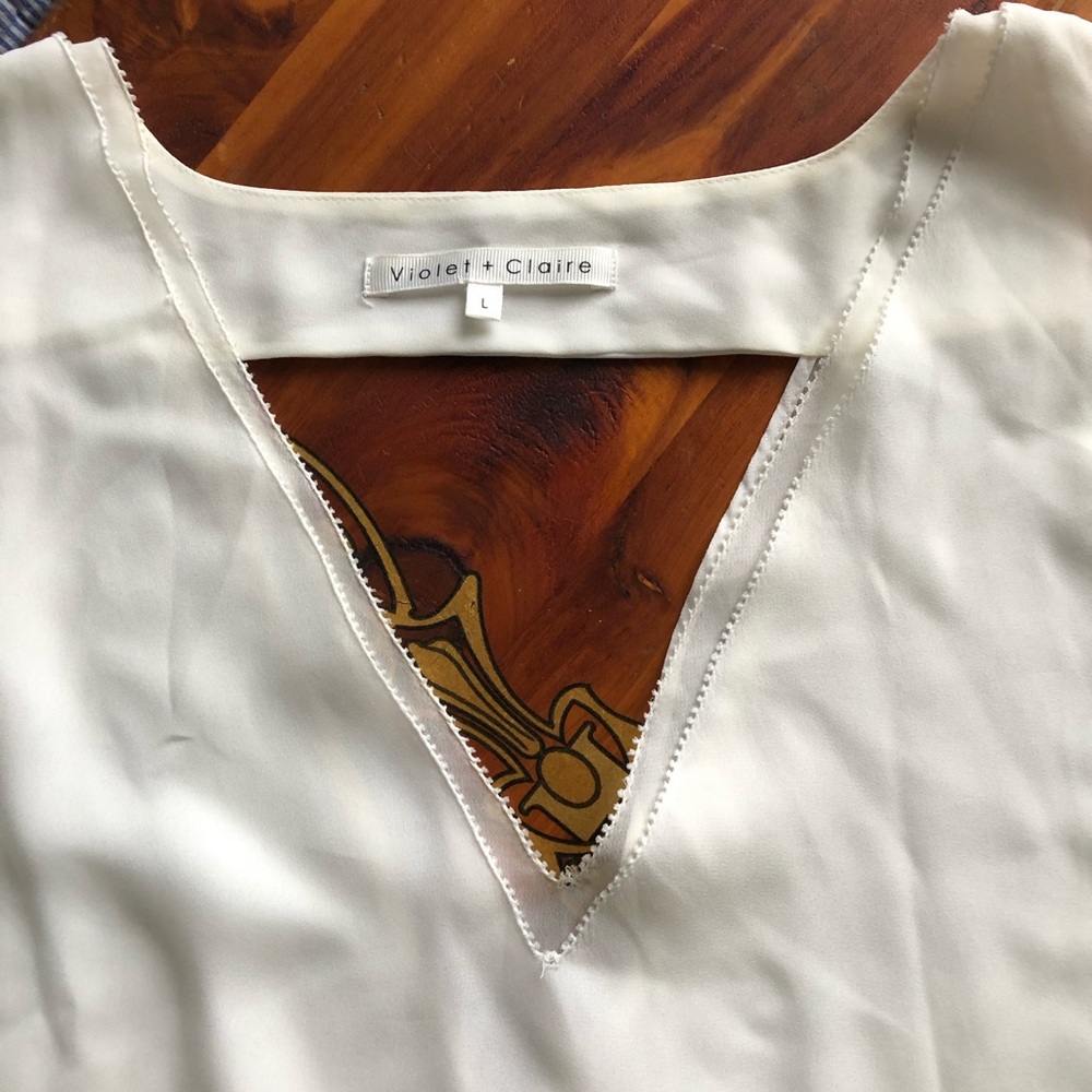 V neck layered white blouse, unique cutouts